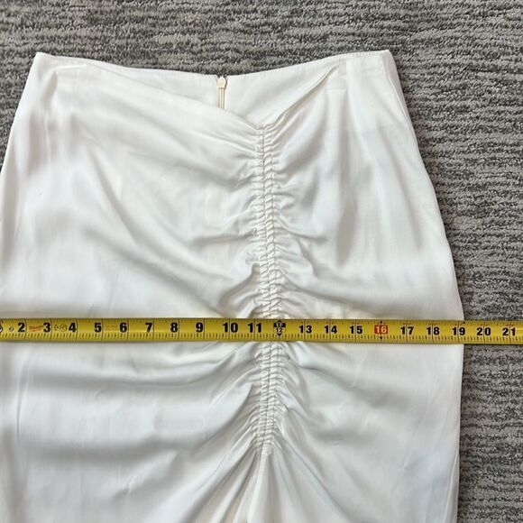 NWT Nude White Ruched MIDI Skirt Size 44/ US 8 - Picture 9 of 14